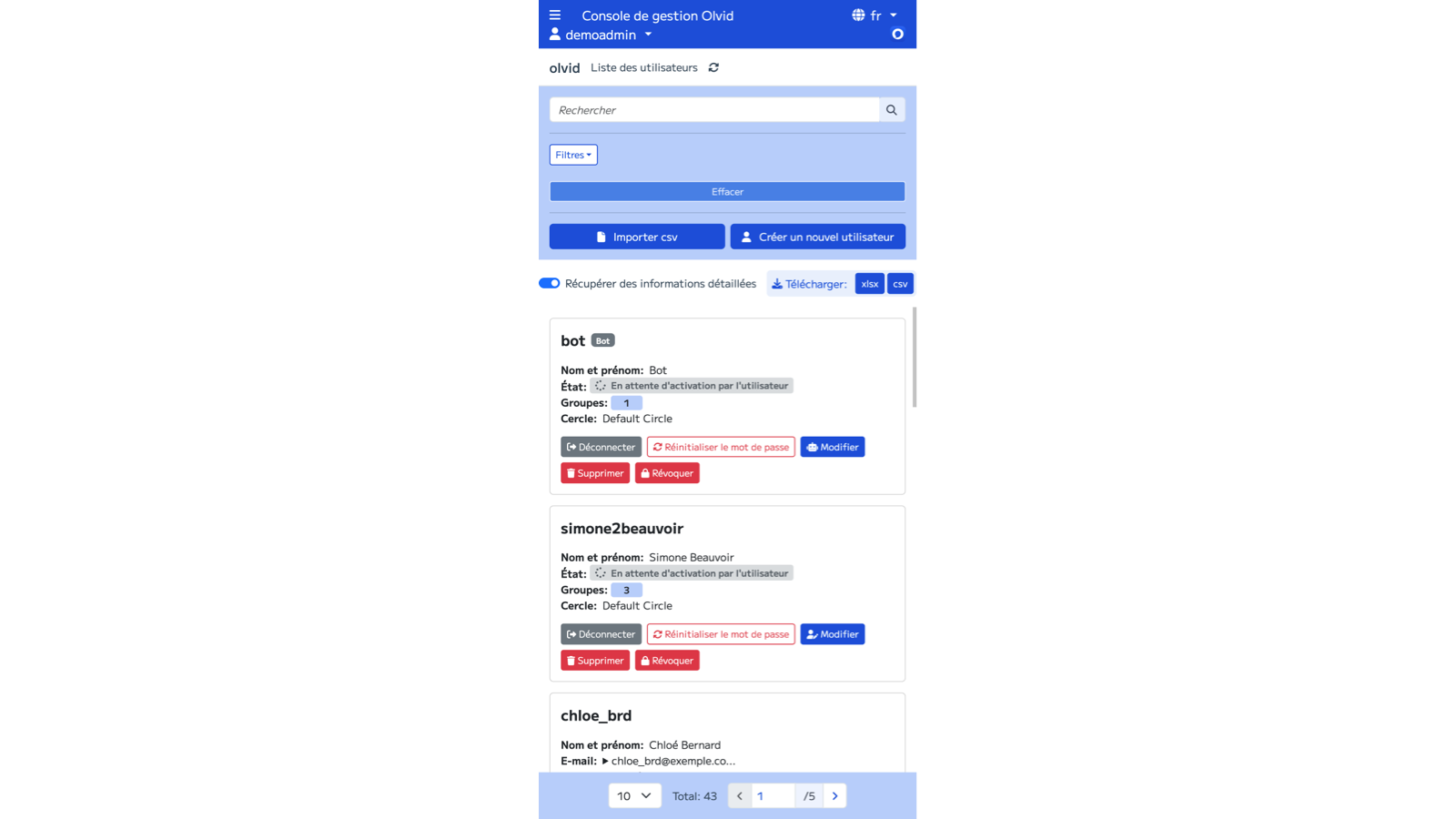 Console d'administration Olvid