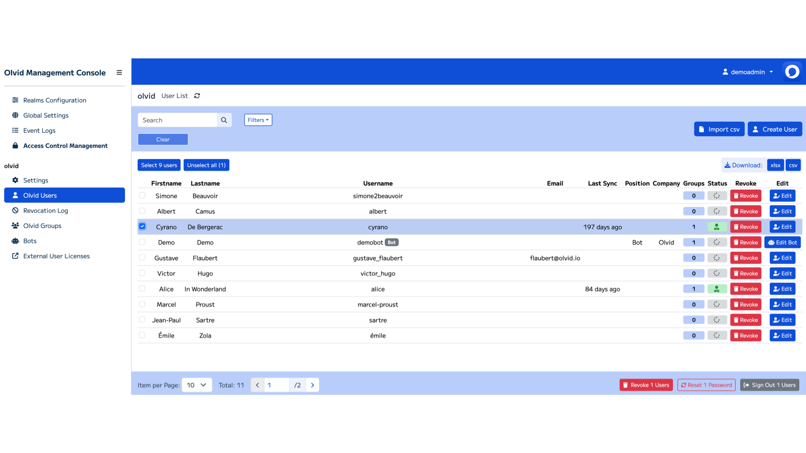 Olvid Keycloak Admin Console